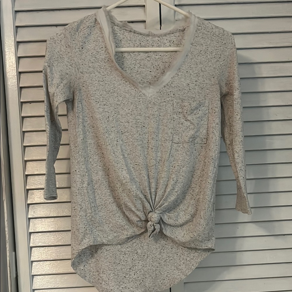 Merona Gray Tie Front Blouse